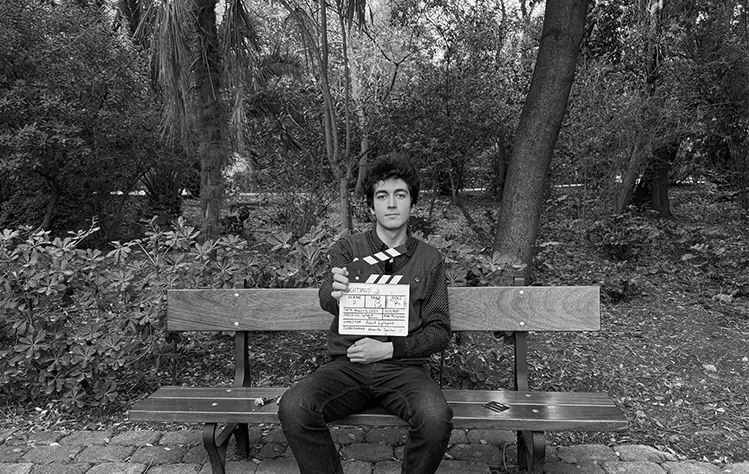 Robert Lightspeed, a Webster Athens media studies student, during the filming of the first scene of his movie. 